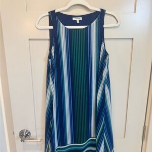 Max Studio Blue and White Sleeveless Midi Sundress